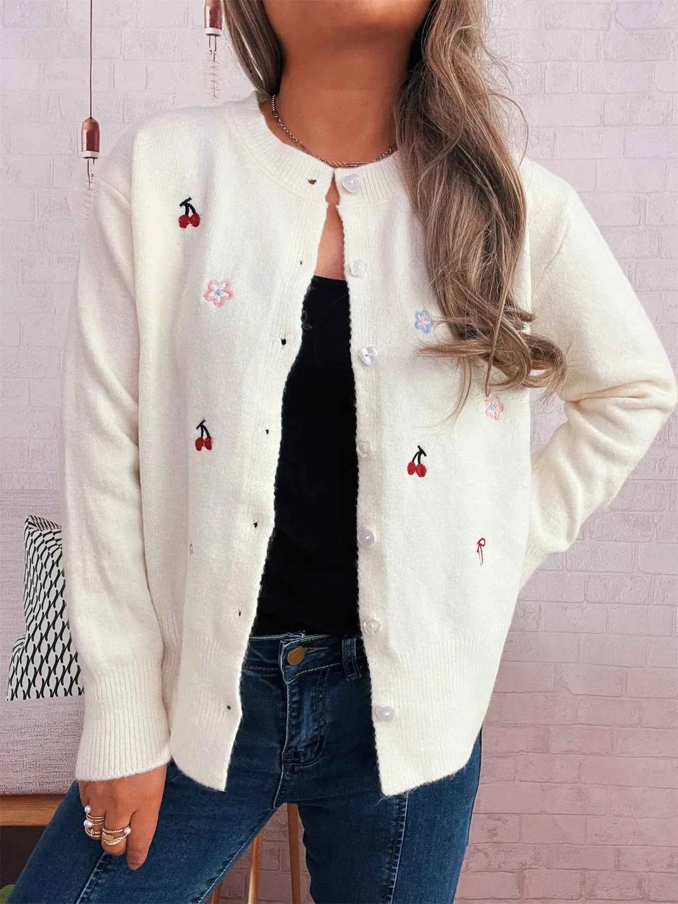 Ribbed Button-Front Knit Cardigan