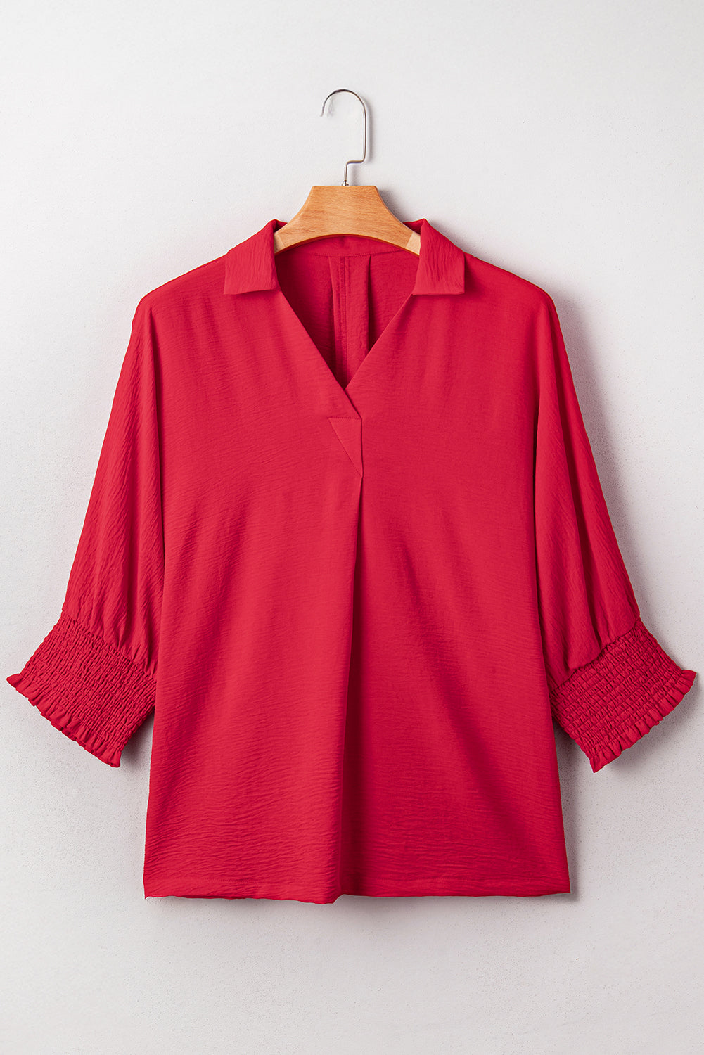 Fiery Red Plus Size Shirred Cuff Dolman Oversized Tunic Blouse c4c221c37c040366