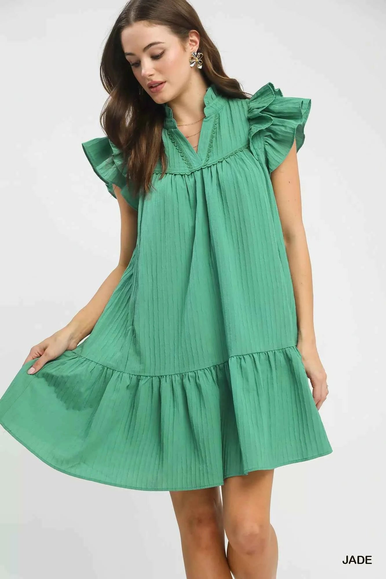 Umgee Flutter Sleeve Tiered Dress JADE c4c36577-1066-44a2-9d1f-bd946404665b-Max-Origin