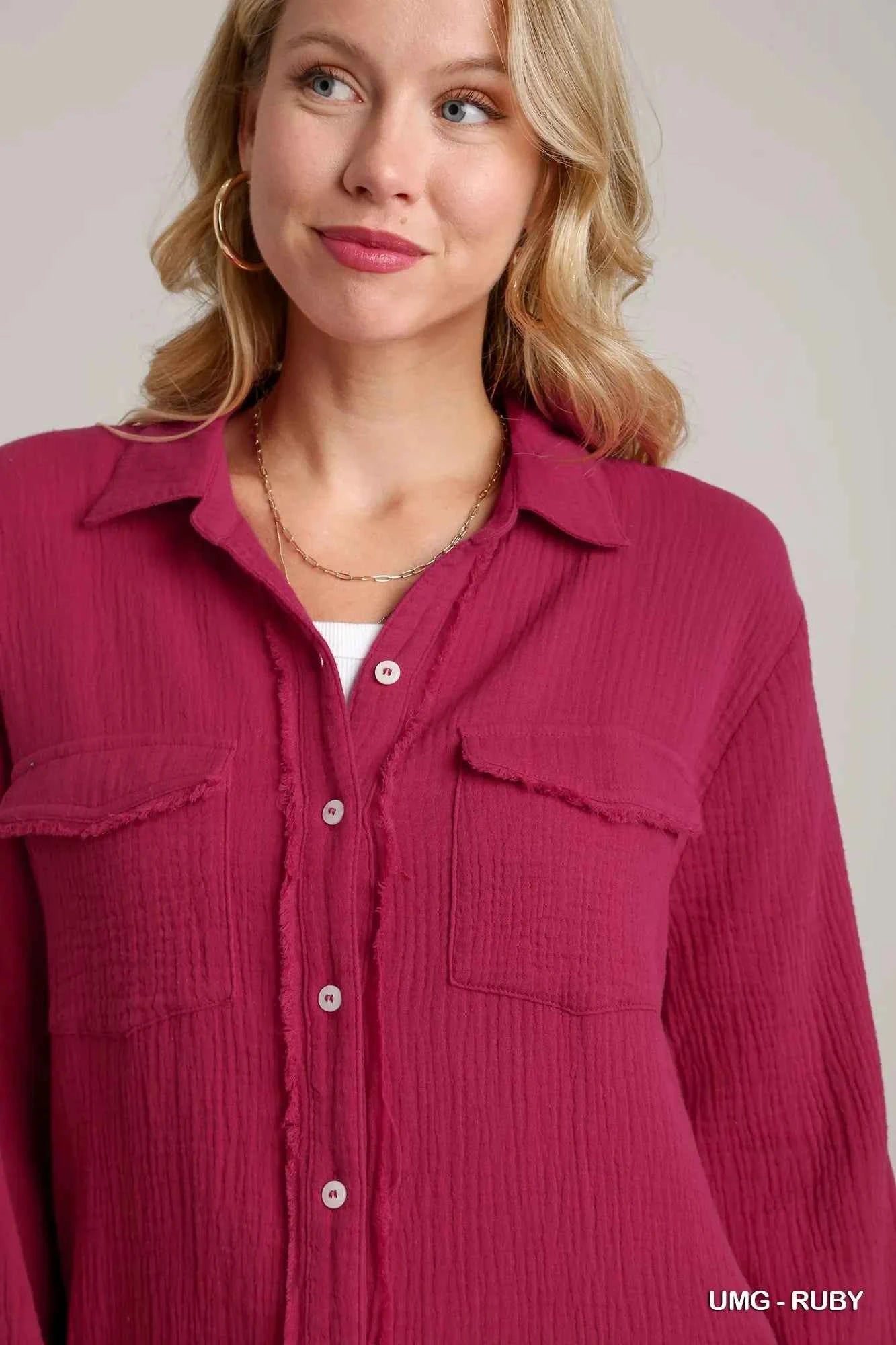 Umgee Cotton Gauze Button Down Shirt Dress c4c7d477-bae1-48f1-b3fe-8bcead61db57-Max-Origin