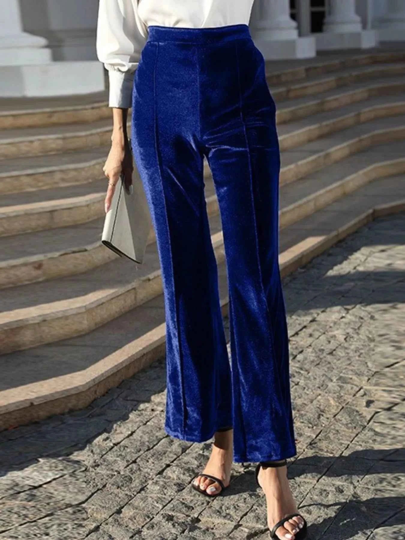 High-Waisted Wide Leg Velvet Pants Blue c4d68045-b941-45b8-bed3-5a9b5375c38c-Max-Origin
