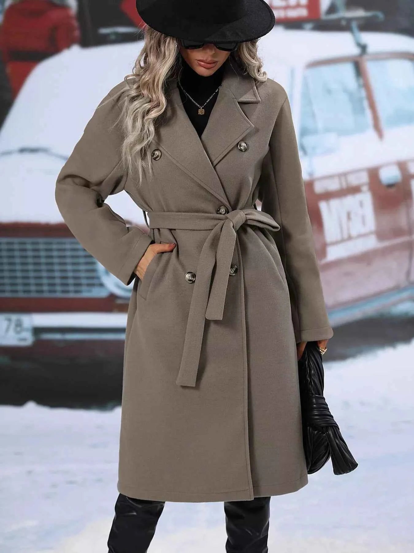 Double-Breasted Lapel Collar Overcoat Gray c4da72d31c844669ae329980f48e6384-Max-Origin