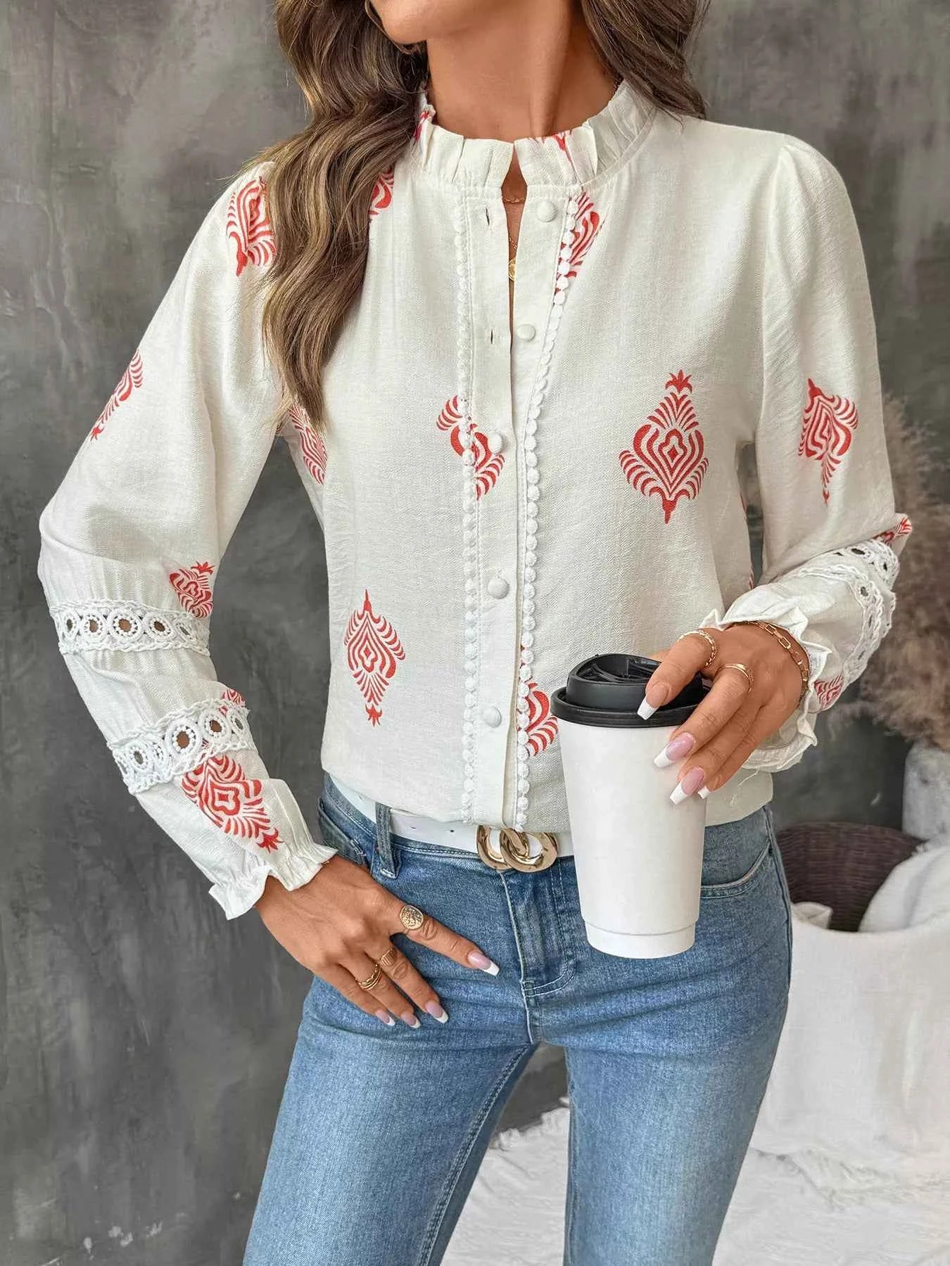 Lace Detail Long Sleeve Shirt