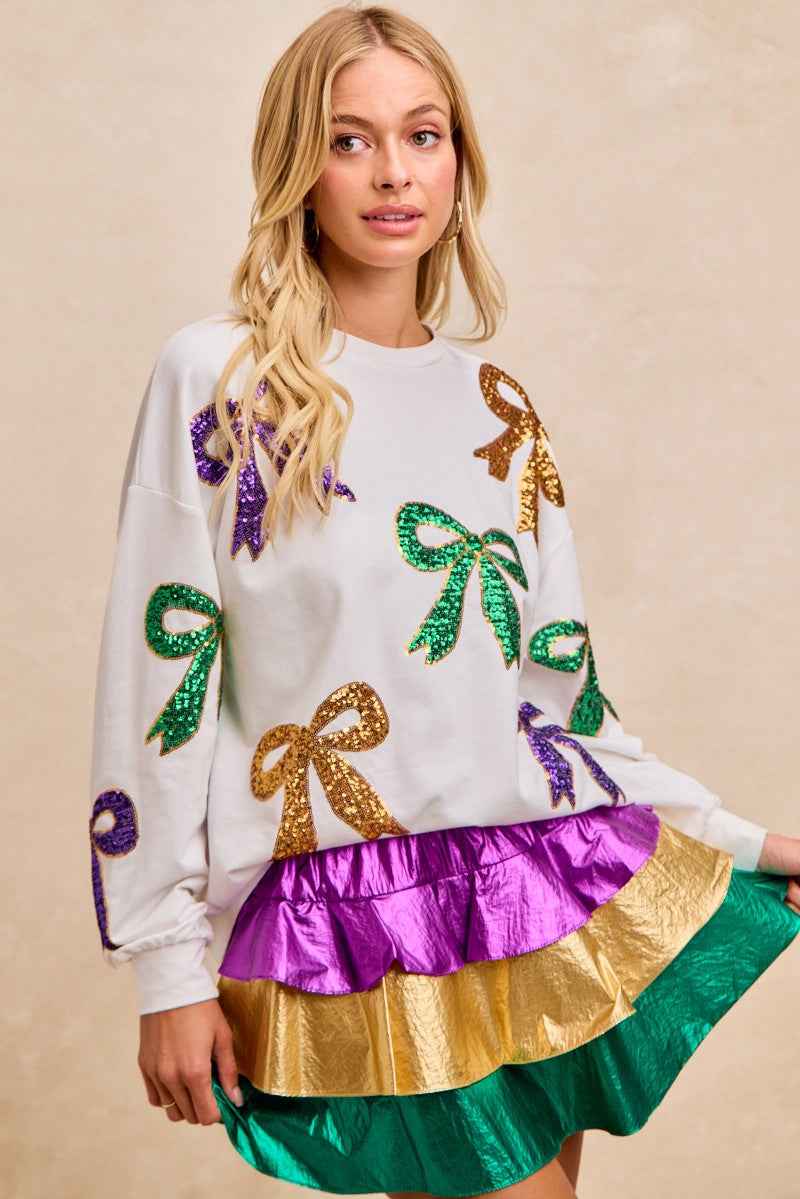 BiBi Mardi Gras Sequin Bow Top c4ee32f4-3bc6-41cc-a53b-d73369355fde-Max