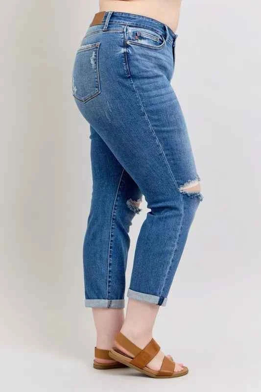 Judy Blue Full Size Mr Vintage Wash Boyfriend Fit W/ Destroy Jeans Plue Size c502ae4b-98a8-41be-8c28-96e60c0785d1-Max-Origin