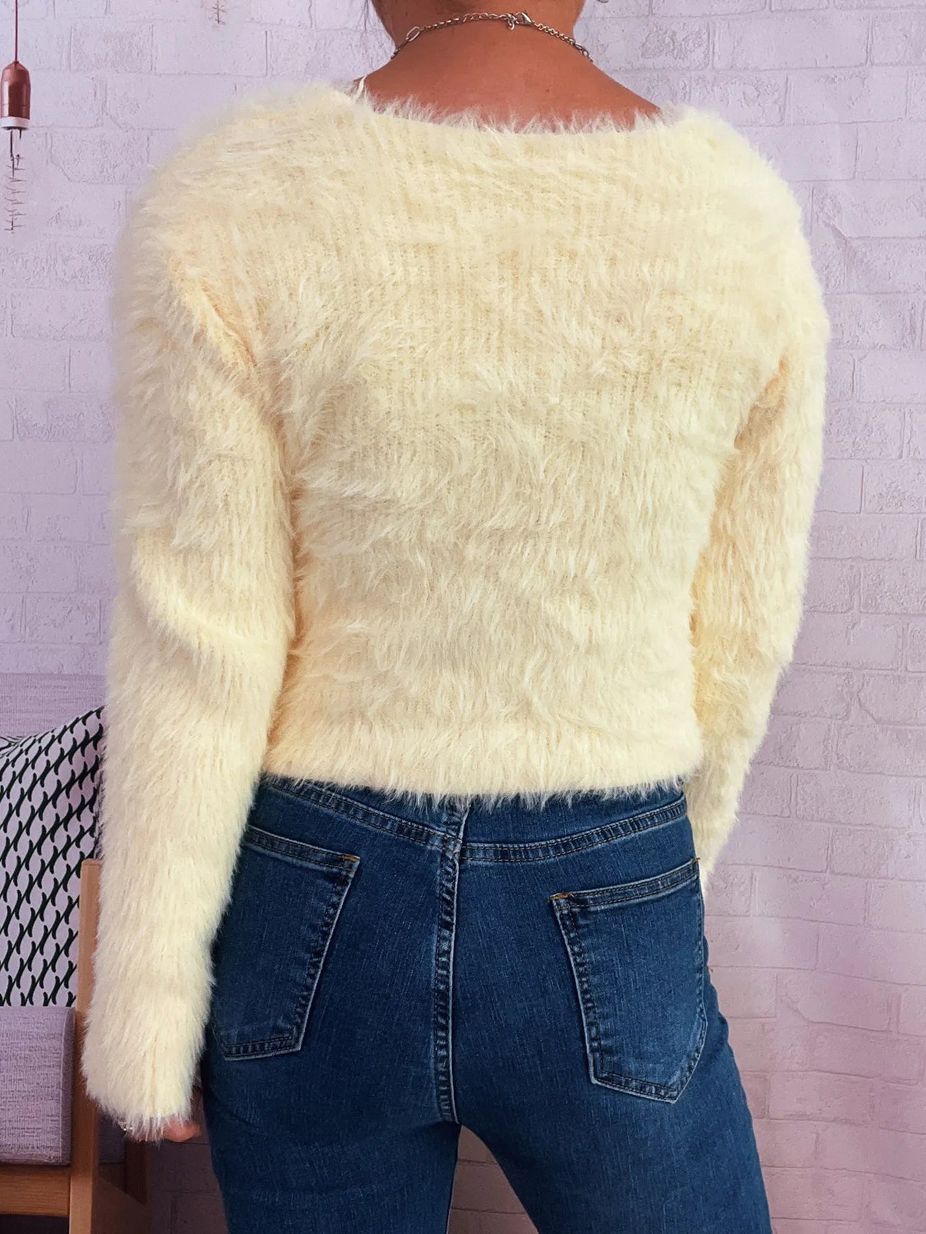 Fuzzy Heart Shape Button-Up Cardigan c50a2ef2100444f89c3e3edfa9b2eb10-Max-Origin