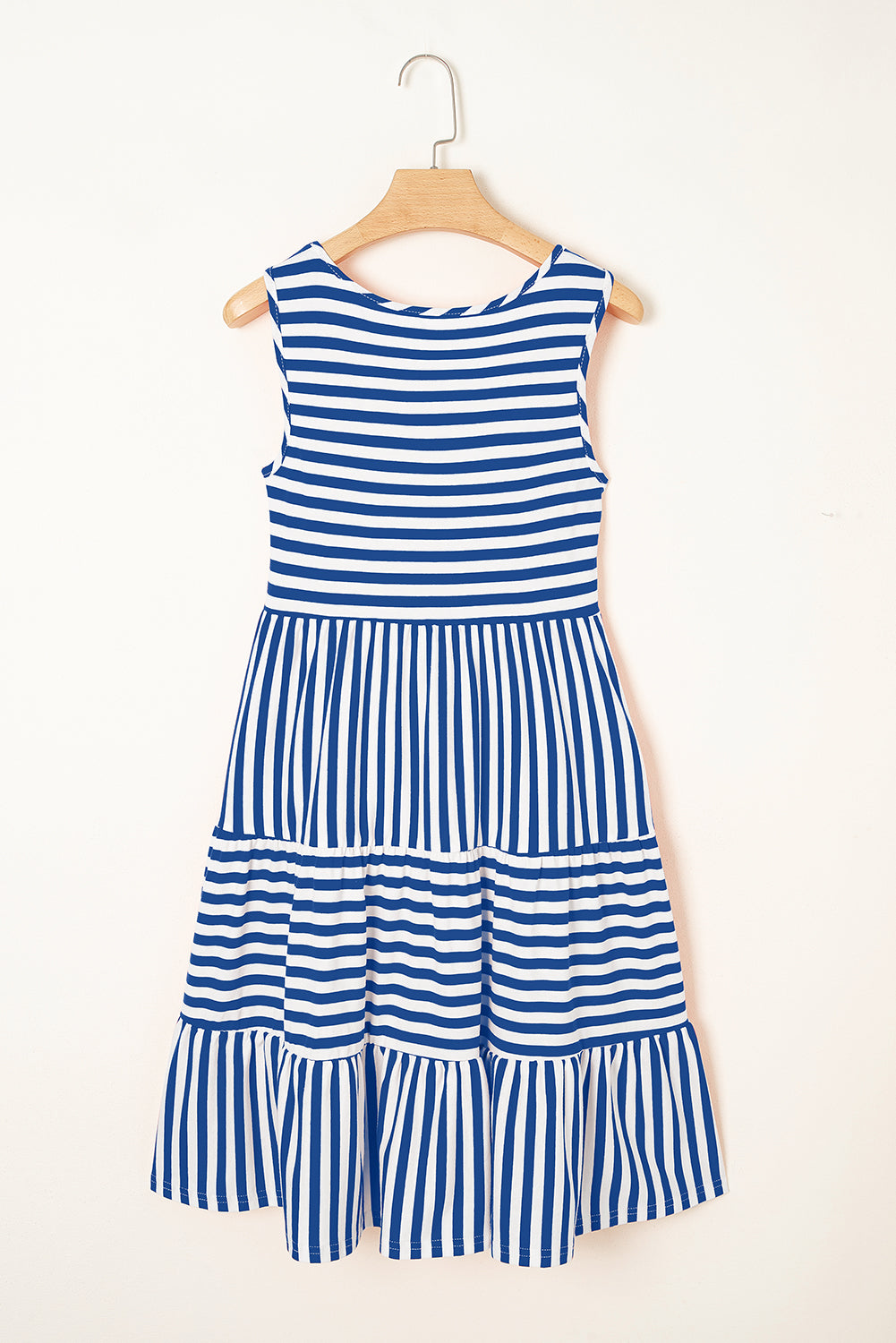 Black Stripe U Neck Sleeveless Loose Fit Mini Dress c50d0bbba2912b0b
