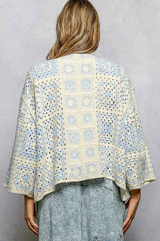 Open Front Crochet Cardigan with Granny Square Pattern c50f924a-1d75-4931-92ea-5fdef123d017-Max-Origin