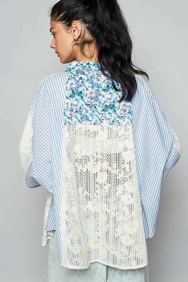 POL Lace Long Sleeve Shirt with Floral and Striped Pattern c512bb12-47d9-43d7-98b9-3d506a66003f-Max-Origin