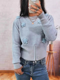 Flower Pearl Detail Ribbed Hem Sweater Blue One Size c51a6d6322b04a75bbceb7356d42fa10-Max-Origin