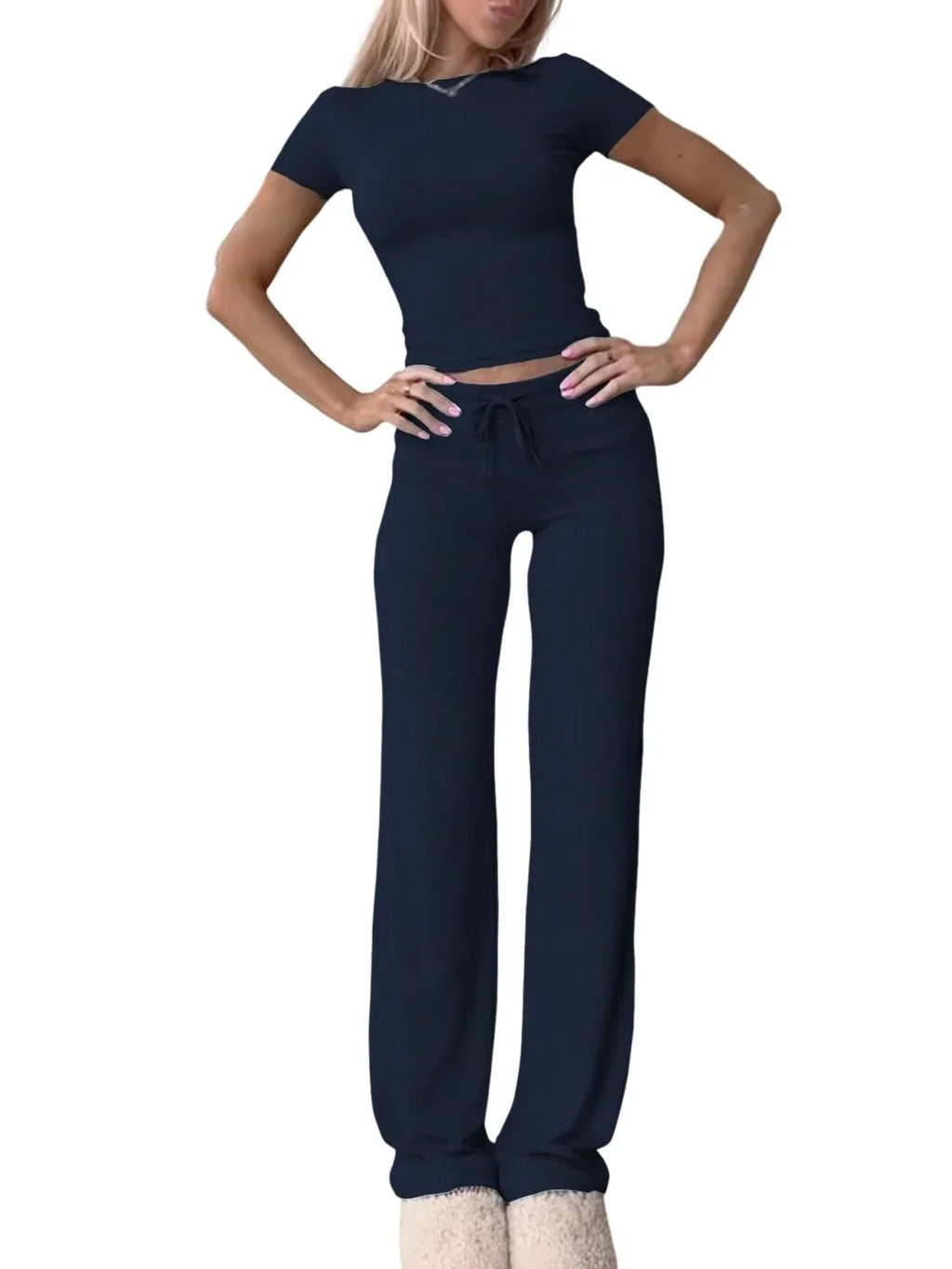 Round Neck Short Sleeve Top and Pants Set c525d06b-4068-47d1-ad6e-5ee451571b38-Max-Origin