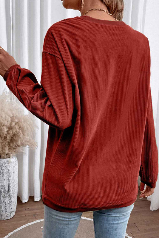 Racing Red Corded MERRY Christmas Letter Terry Flocking Sweatshirt c526696d529f5c29