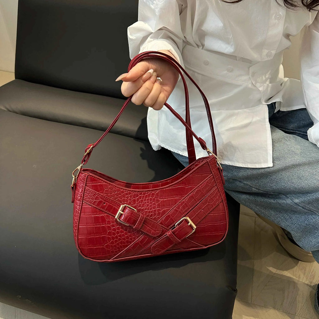 Crocodile Pattern Underarm Shoulder Bag Red onesize c52b6dca6eb14b7088184b1a19a61dc8-Max-Origin