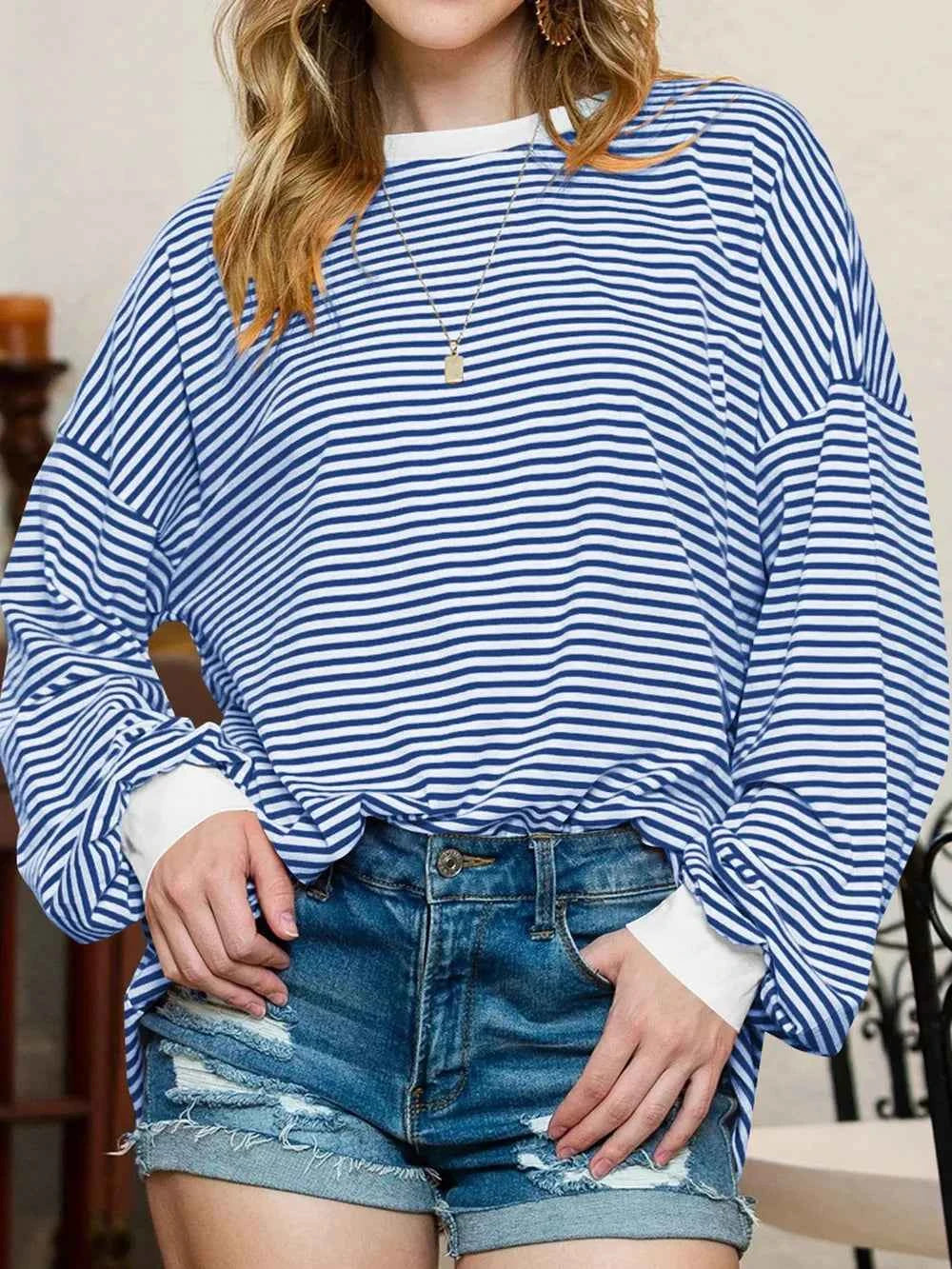 Contrast Striped Long Sleeve Sweatshirt c531e1b6-5120-4404-8cac-43cfd49d9e25-Max