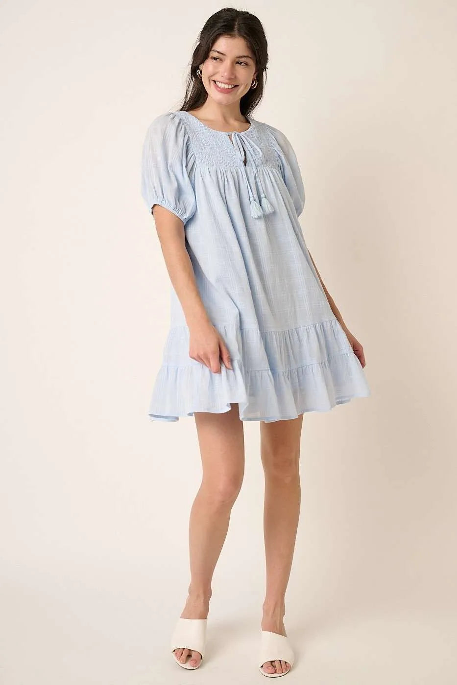 Mittoshop Tassel Tie Plaid Gauze Short Sleeve Mini Dress c5322943ae7a4915b401c0ec8756e011-Max-Origin
