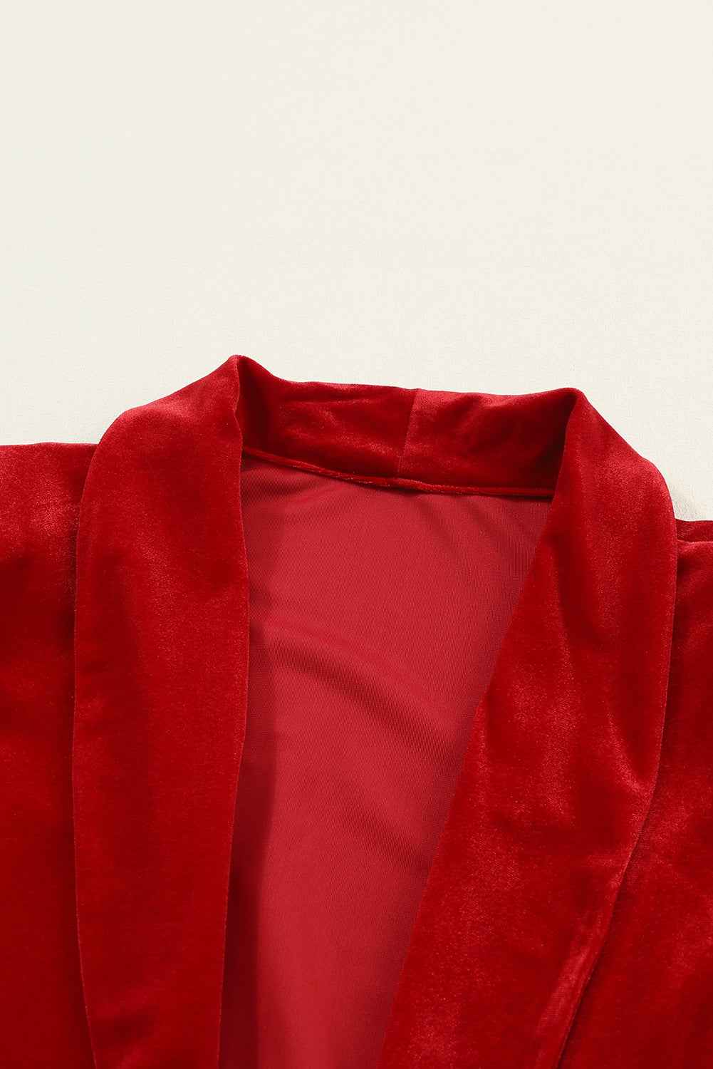 Red Velvet Elegant Open Front Pocket Long Cardigan c53526ca7b550465