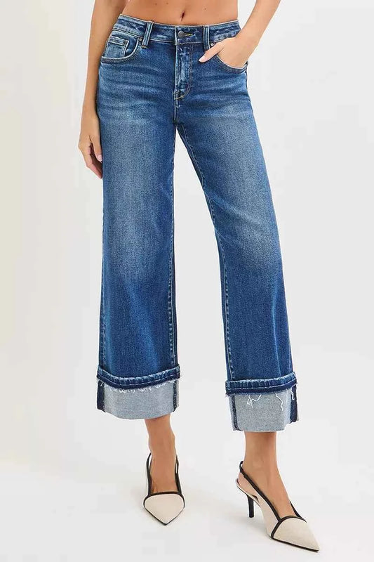 Mid Rise Ankle Straight Jeans with Cuffed Hem c544c082cb7b4772a8251285874706e6-Max-Origin