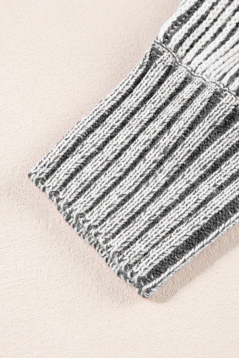 Black Striped Print Ribbed Knit Raglan Sleeve Baggy Sweater c5490d045f5afdb4