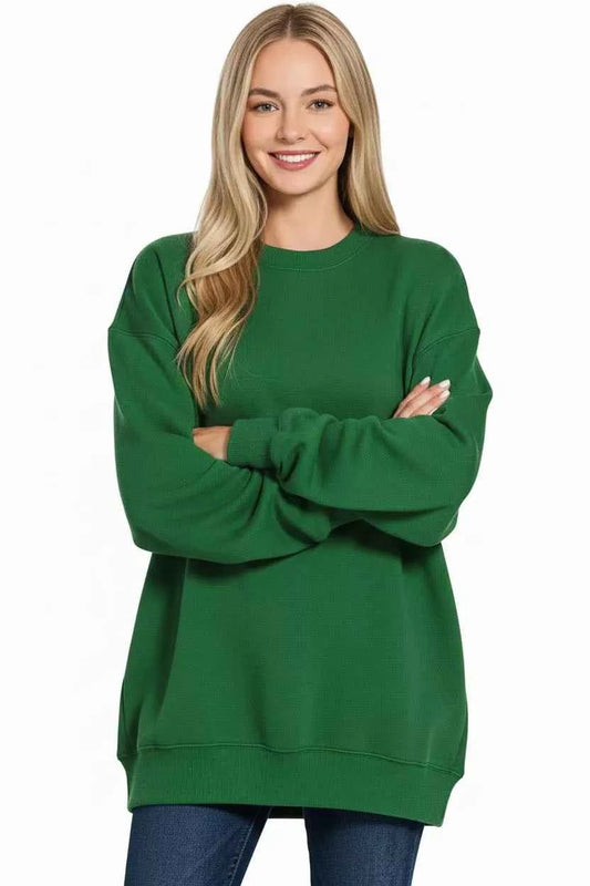 Oversized Round Neck Fleece Tunic Sweatshirt c55054e7-441a-48d8-85af-9570f280d101-Max-Origin