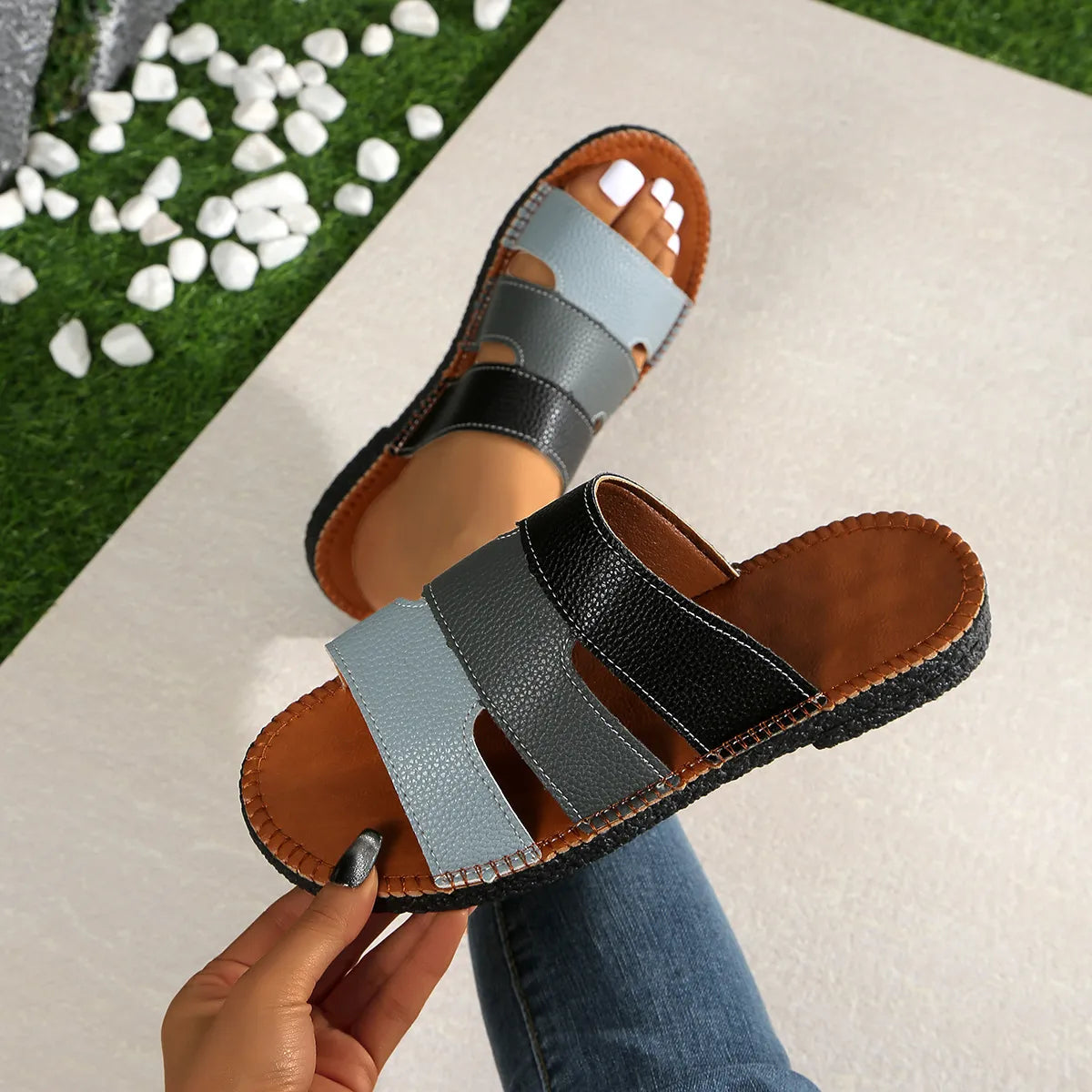 Open Toe Block Heels Sandals Dark Gray c55880c3-2e06-4c78-8f35-13077da1541d-Max-Origin