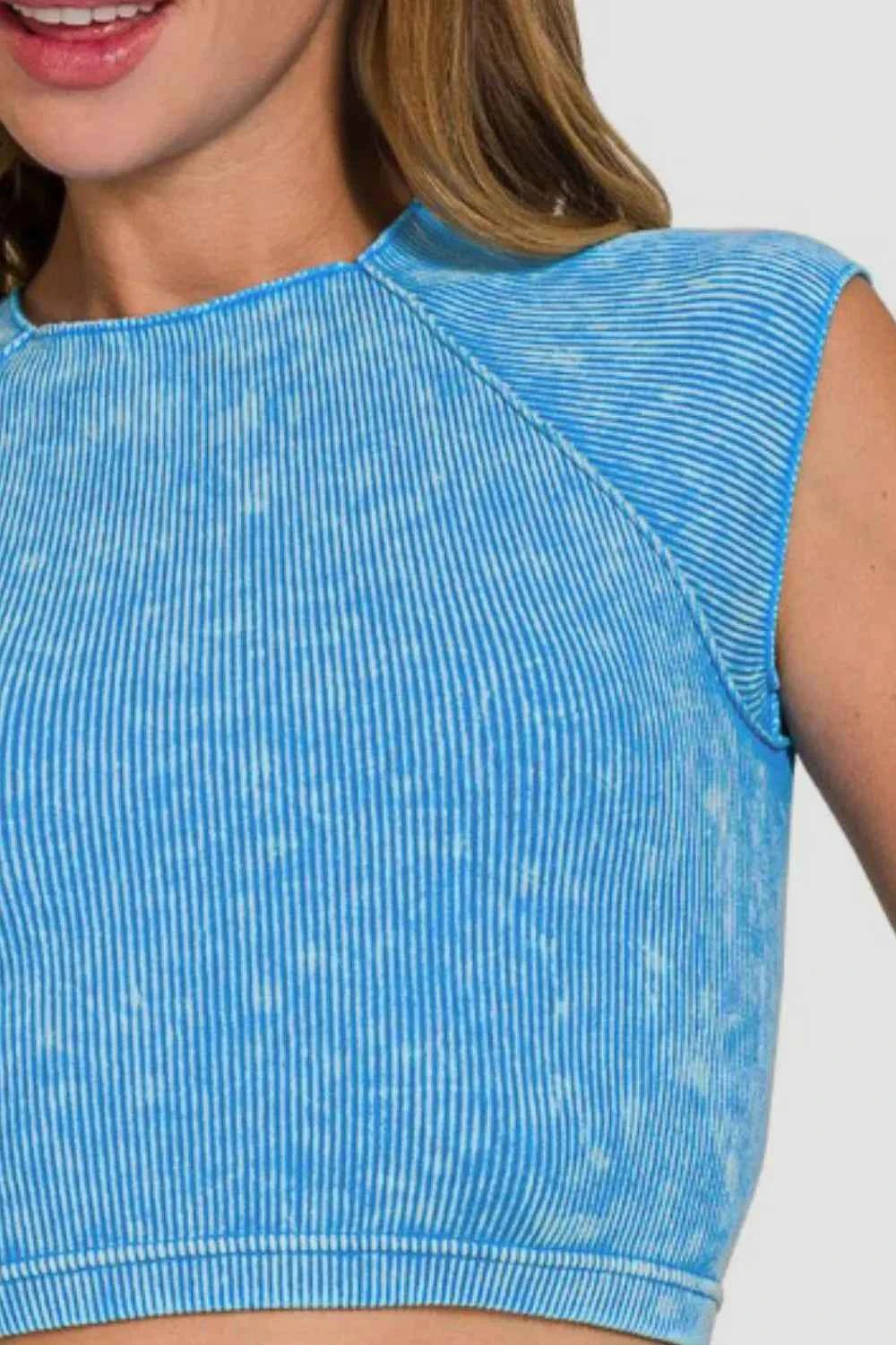Zenana Ribbed Round Neck Cropped Top c56aa4be-36cc-4cb3-8a80-6071c25c7e0c-Max
