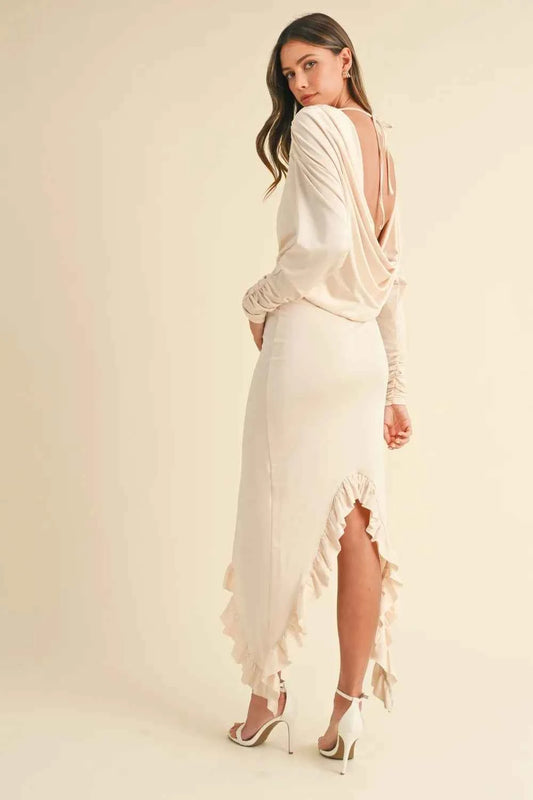 Mable Backless Asymmetric Ruffle Hem Dress c56b448f-87a9-432c-be8a-28093732e2aa-Max