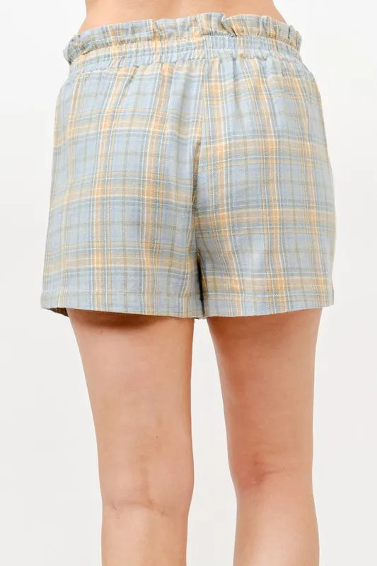 Plaid Print Smocked Pocketed Casual Shorts - Cotton Blend c56dcba74f7643a48e85db4b7cce94e1-Max-Origin