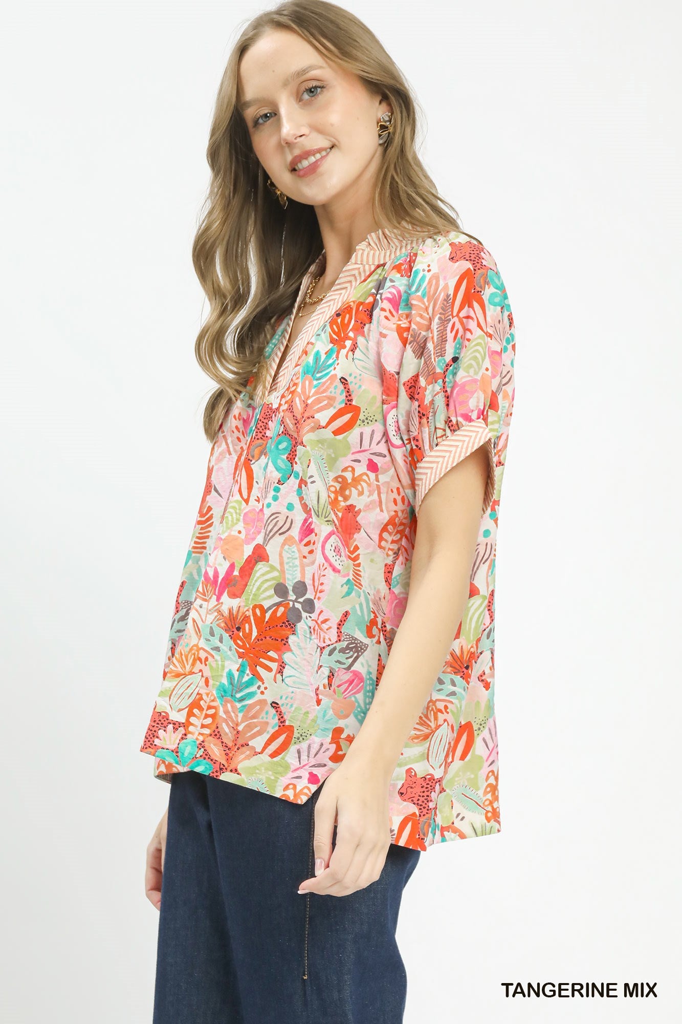 Umgee Mix Boho Printed V-Neck Top c56e7f6c-5149-412c-948d-6c5807e048e0-Max