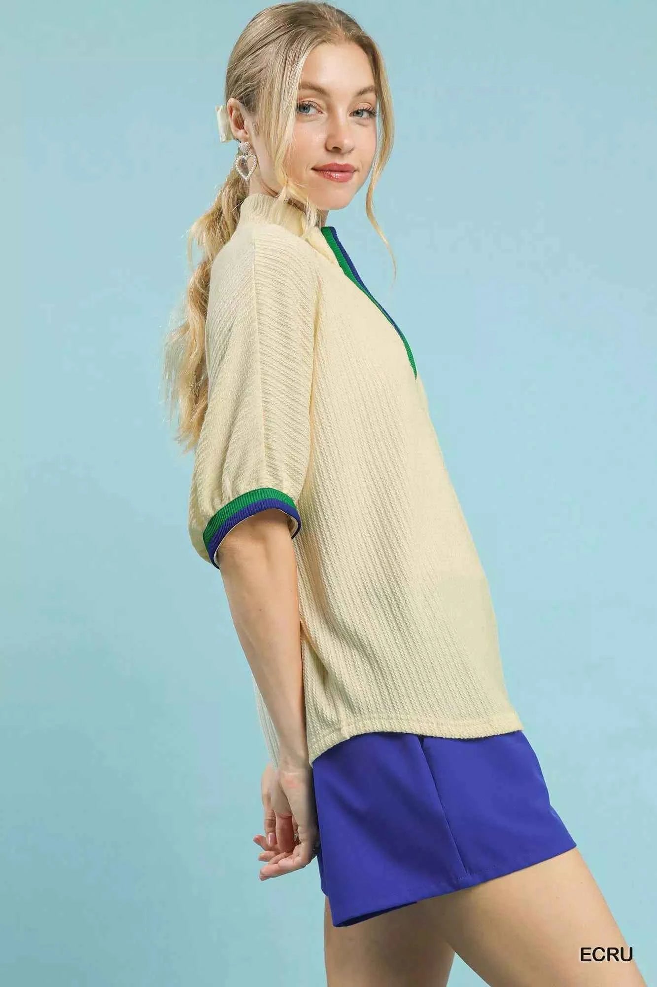 Umgee Textured Knit Top with Striped Contrast Trim c570e0e4-8cfd-4405-b4ea-e2e9bdb06a0b-Max-Origin
