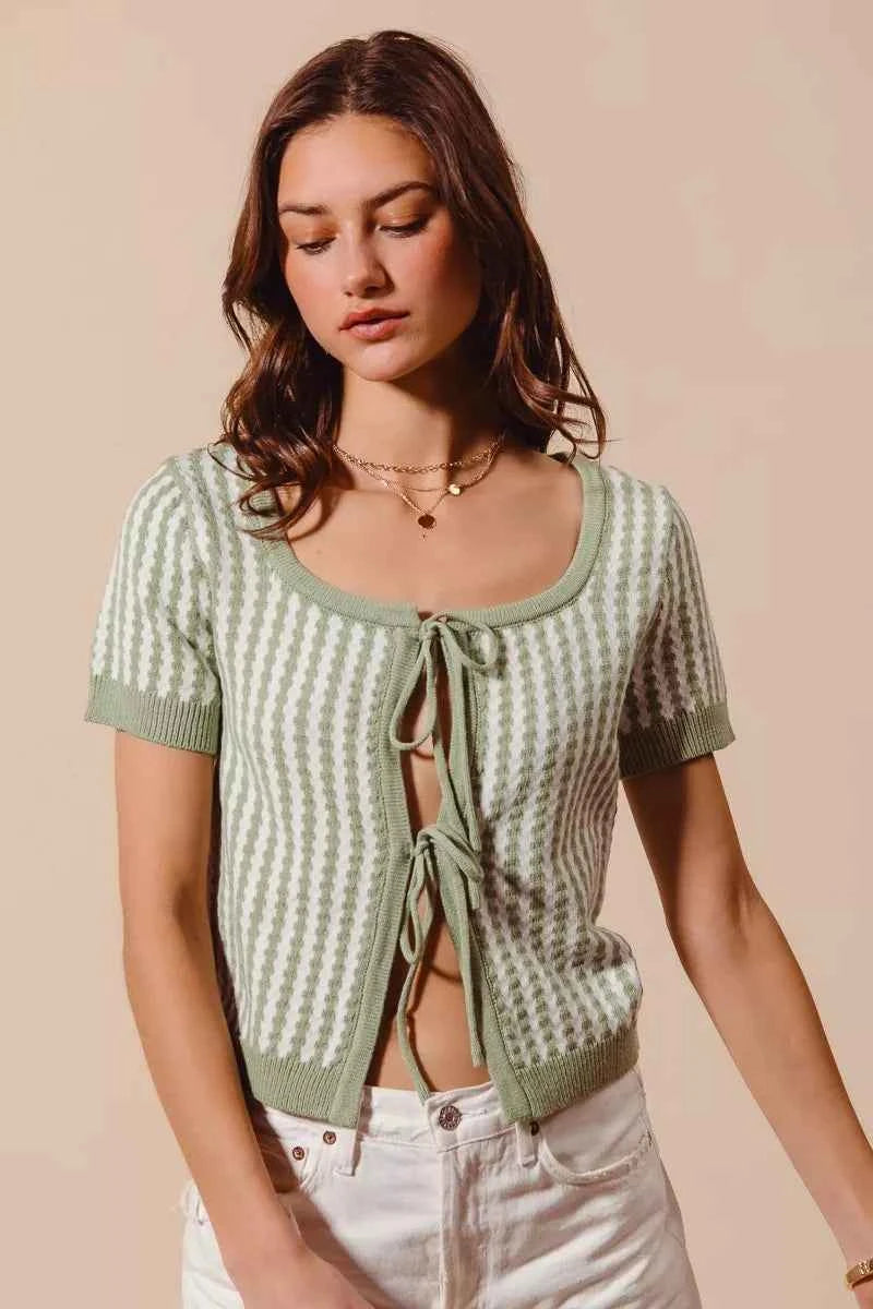 SO ME Tie Front Textured Vertical Stripe Knit Cardigan c5823727-bd90-41a0-b22a-d661f71c7fd8-Max-Origin