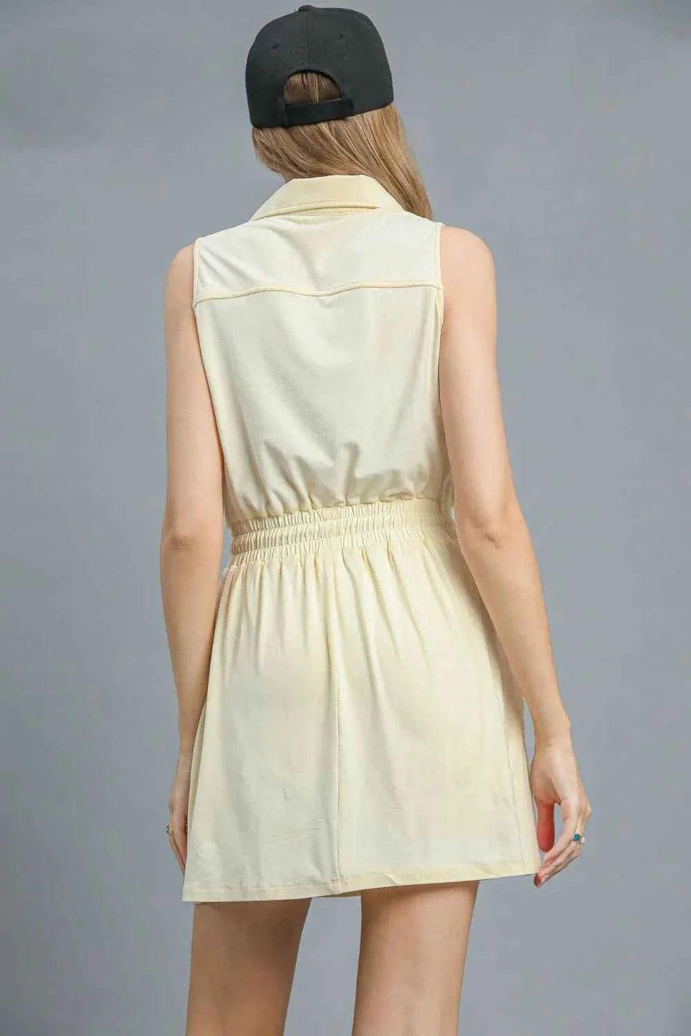 Umgee Zip Front Drawstring Waist Sleeveless Dress c58490d1-5c74-4bbd-9c30-d2695e63c360-Max-Origin