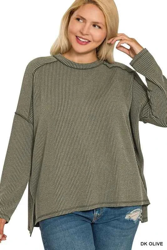 Full Size Exposed Seam Long Sleeve Corded Rib Knit Top Plus Size c58c781a-cc9e-4189-869e-070c15fbe600-Max-Origin