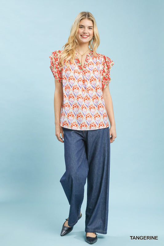 Double Frill Sleeve Floral Blouse c5959ab1-7b4e-499d-b4f8-f63a9187c483-Max