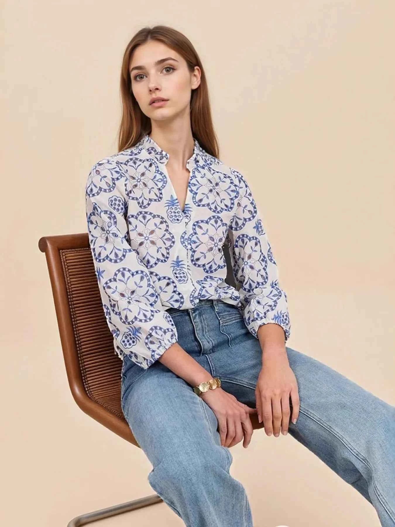 Eyelet Embroidered Long Sleeve Shirt c5a374094e674ebdbab49091687d9594-Max-Origin