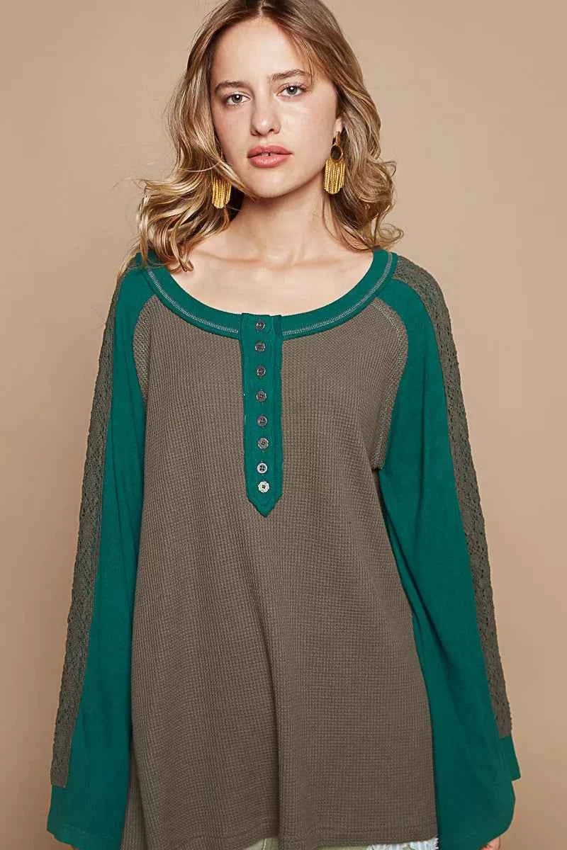 POL Scoop Neck Contrast Long Sleeve Top with Lace Detail c5a4fe0a-36b0-4483-a206-092f6e7550cd-Max-Origin