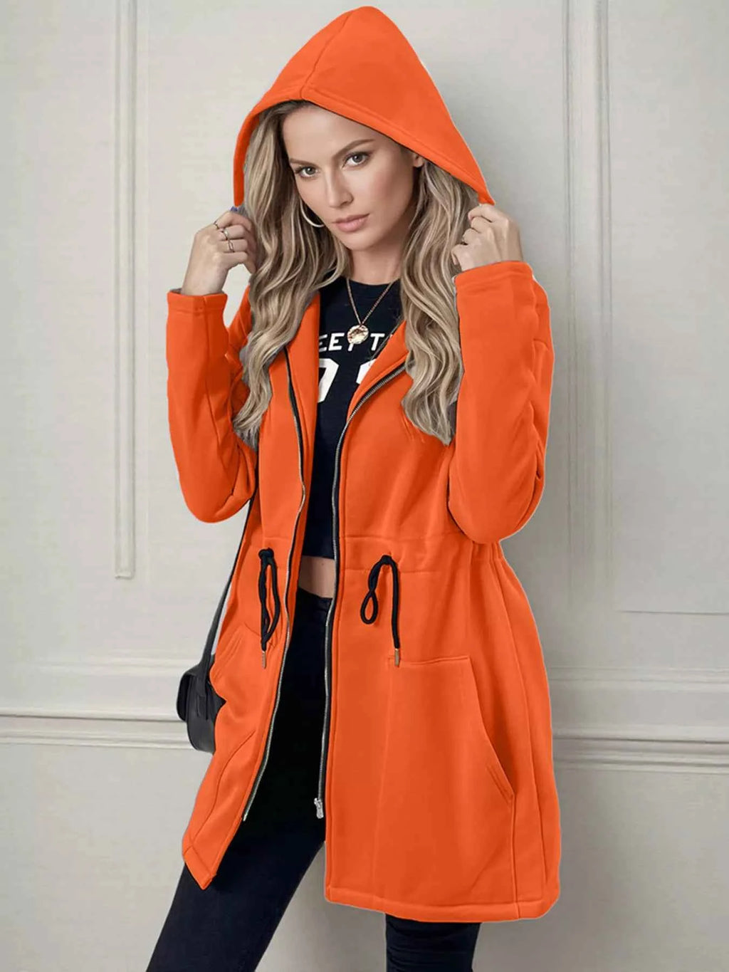Drawstring Zip Up Hooded Outerwear c5b98e7a3d294942b9769afa45f27e7e-Max-Origin