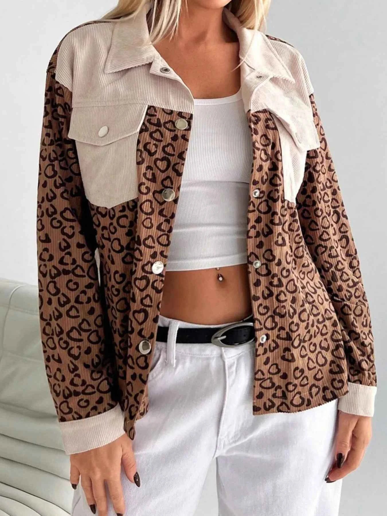 Leopard Long Sleeve Jacket with Chest Pockets c5c47174-8456-4b31-9cbd-6829f1d1b465-Max-Origin