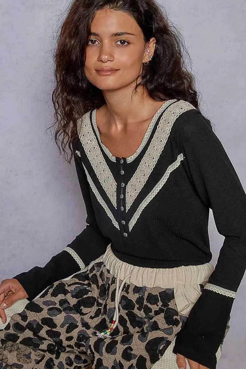 Ribbed Half Button Lace Detail Knit Top c5ca7bd2-3f27-447f-bfc7-131637f216c8-Max-Origin
