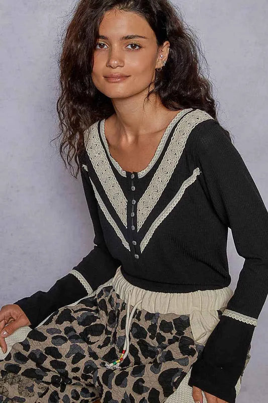 Ribbed Half Button Lace Detail Knit Top c5ca7bd2-3f27-447f-bfc7-131637f216c8-Max-Origin