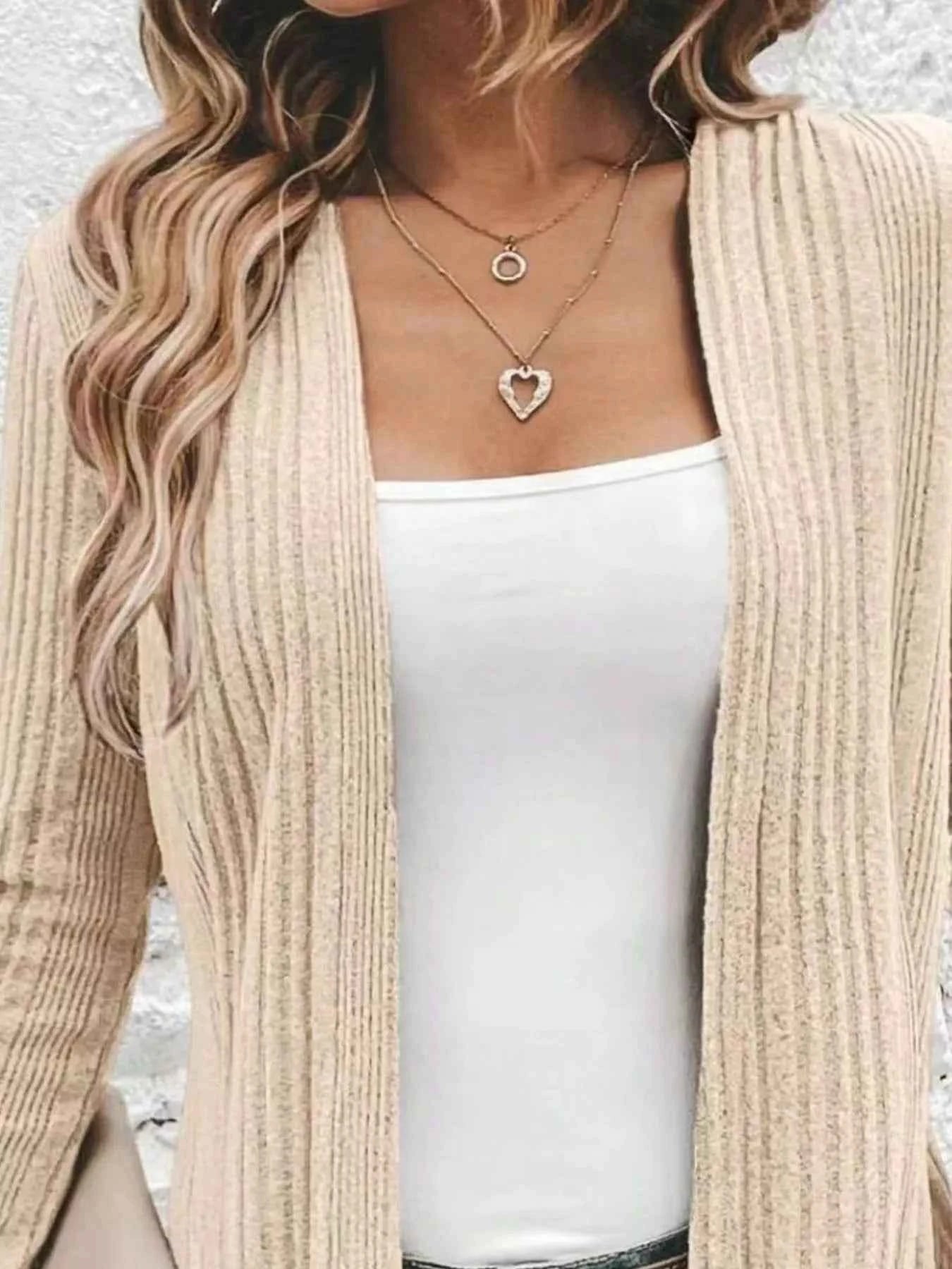 Ribbed Open Front Long Cardigan with Pockets c5d47bf4-496c-4235-a340-e229aee85511-Max-Origin