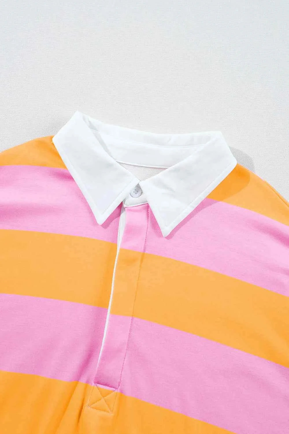 Contrast Striped Collared Neck Long Sleeve Sweatshirt c5d53e08-d33a-4174-a22b-63e6d5afb95e-Max