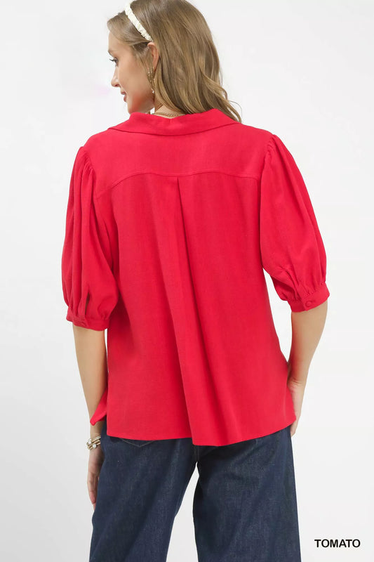 Mixed Media V-Neck Print Blouse c5dfaf3e-f39c-4381-9bb4-565763e40653-Max-Origin
