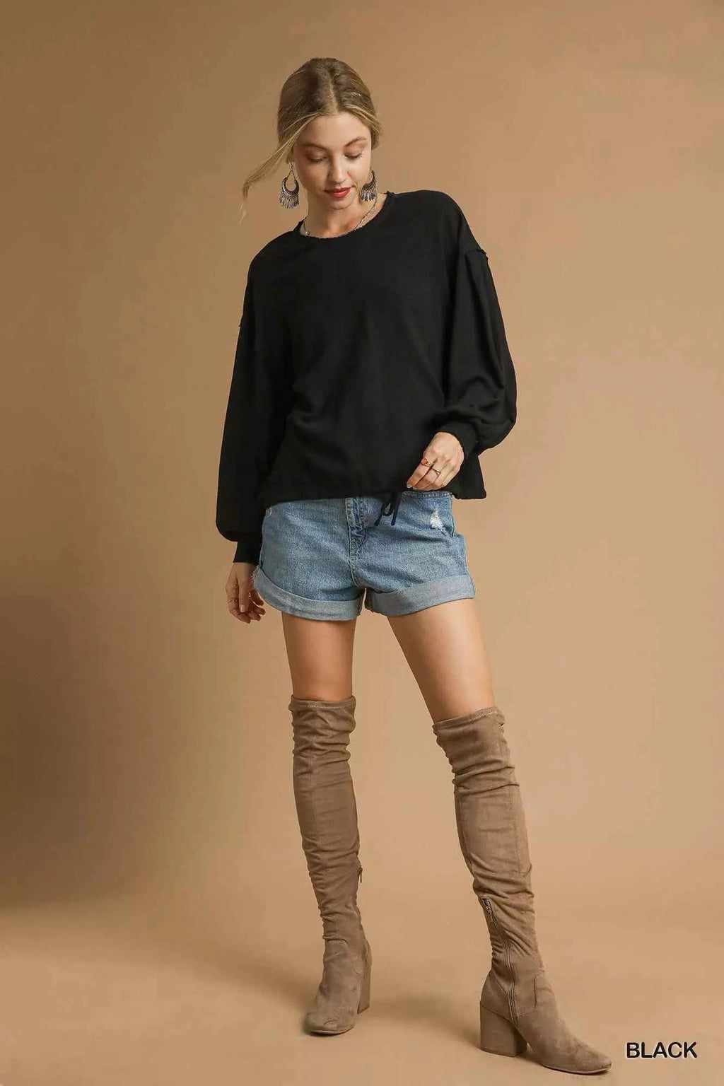 Umgee Full Size Linen Long Sleeve Top with Drawstring Plus Size c5e5dba7-8668-484d-9dff-d89ecaae278a-Max-Origin