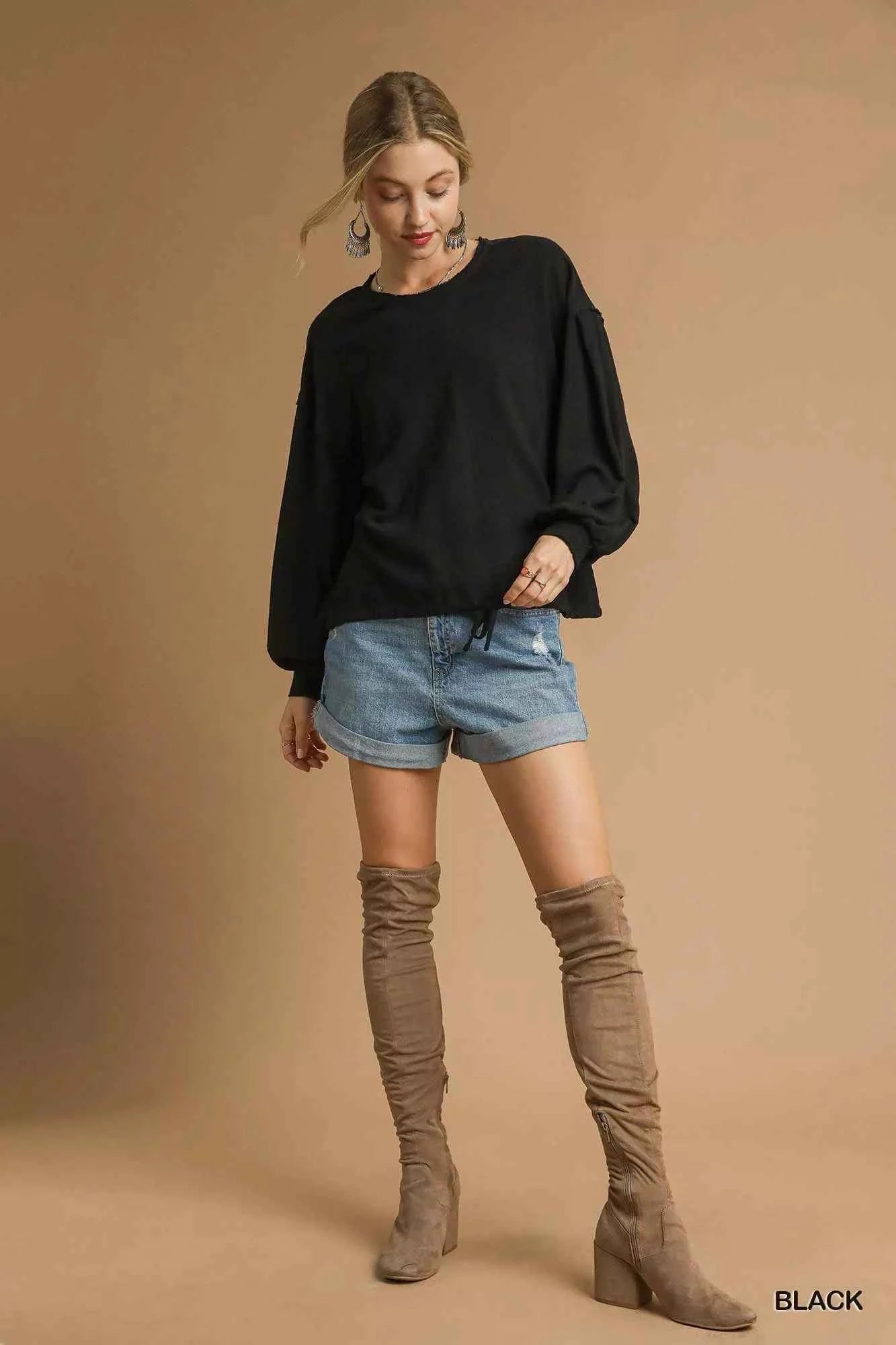 Umgee Full Size Linen Long Sleeve Top with Drawstring Plus Size c5e5dba7-8668-484d-9dff-d89ecaae278a-Max-Origin
