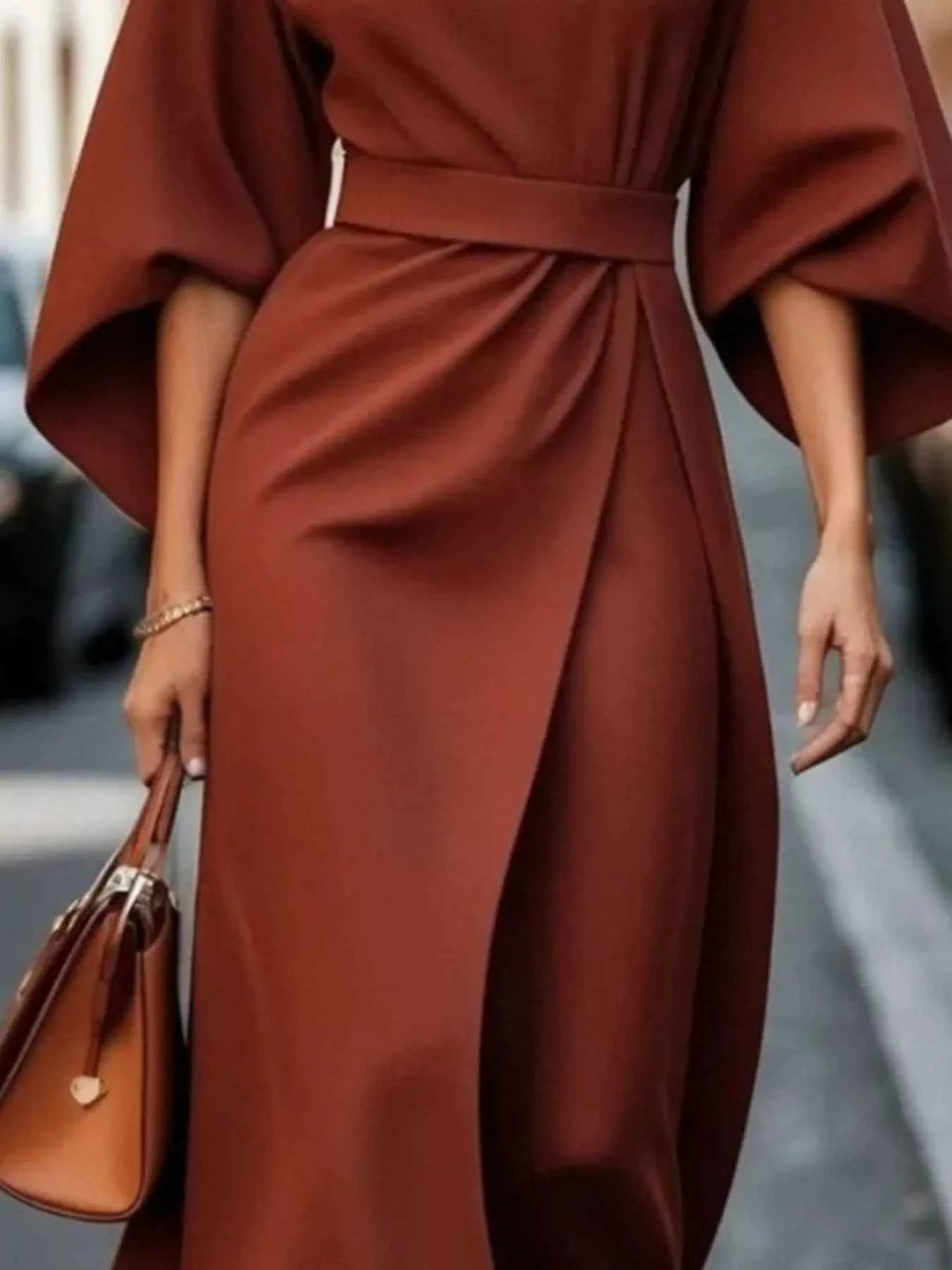Round Neck 3/4 Sleeve Dress c5e6c192-1dc4-44f1-aab4-f6ed8040e58b-Max-Origin