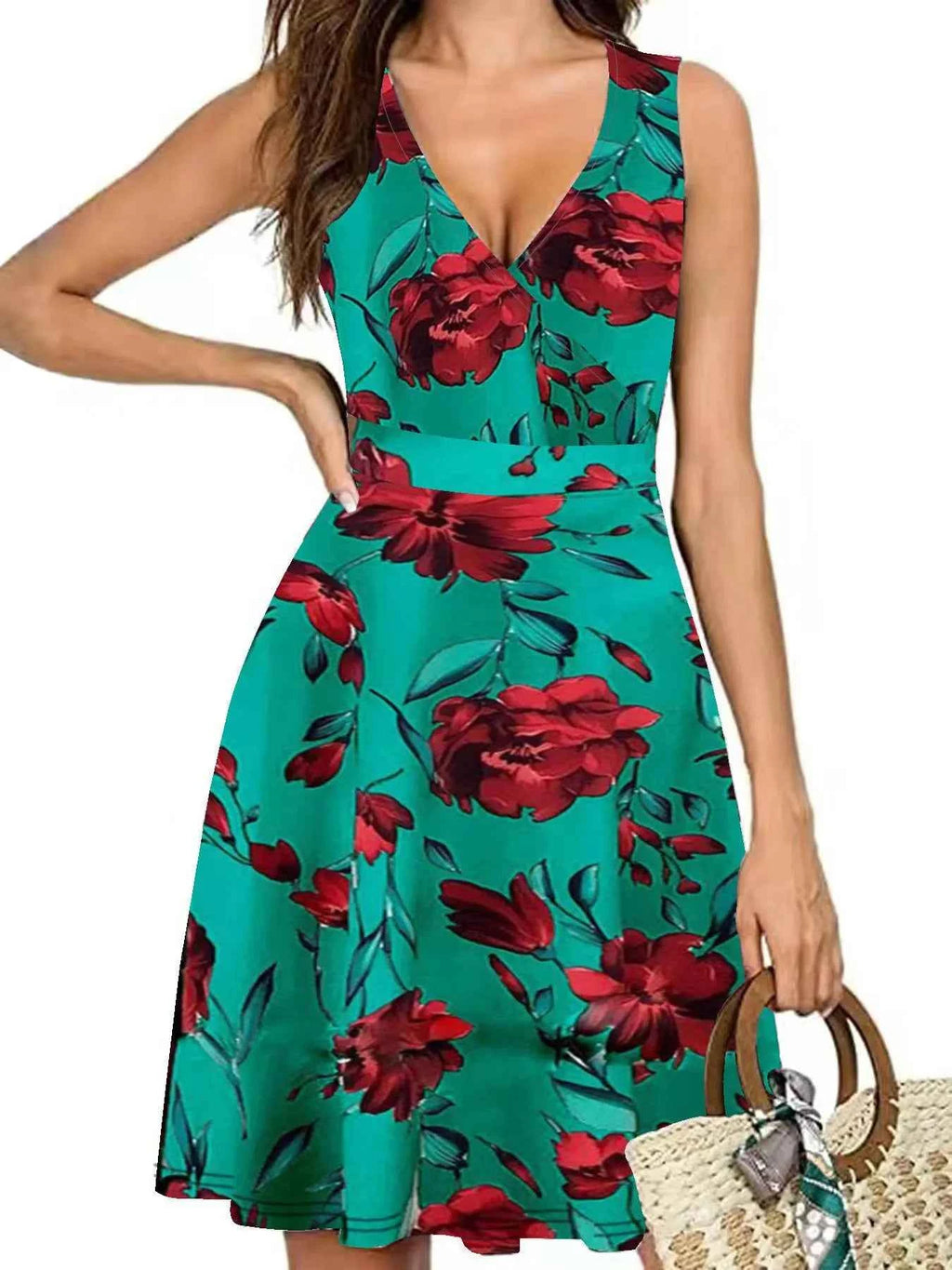 Printed Surplice Sleeveless Dress c5f61311-bea9-4929-bbdd-4e1db316fabd-Max-Origin