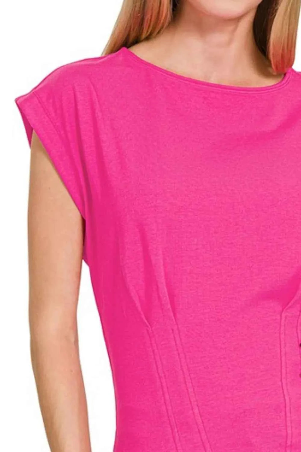 Gathered Waist Round Neck Top c5febc75-7228-48ac-88ec-bfdabdd190f0-Max-Origin