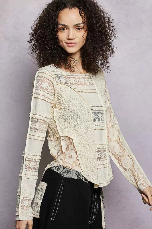 Round Neck Long Sleeve Exposed Seam Top with Lace Detail c60c1e5a-e806-4d11-bce4-179aac828c8e-Max-Origin