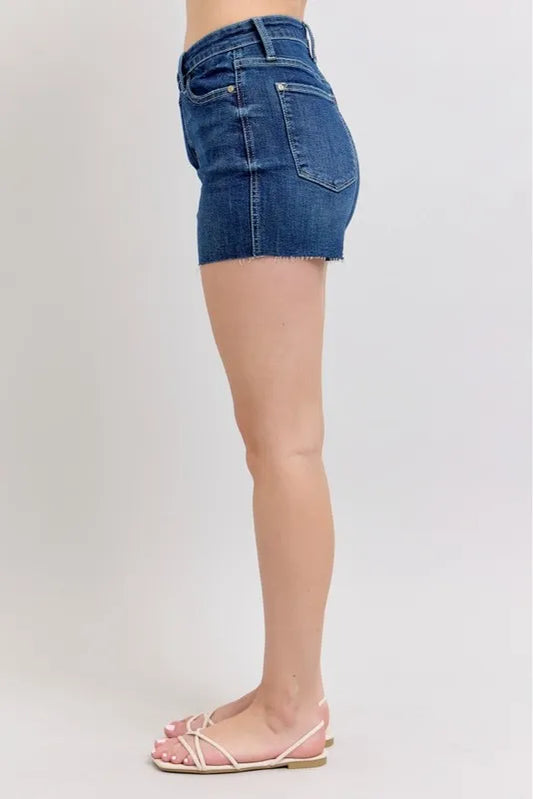 Full Size High Waist Criss-Cross Waistband Denim Shorts Plus Size c60d45b517bb4f3dbc4d815a692d13cc-Max-Origin
