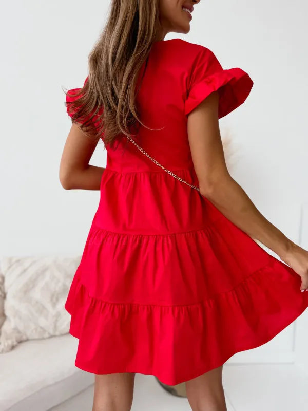 Ruffle Sleeve Tiered Swing Dress c60f9dc111e5400ebcdf0b31b577a572-Max-Origin